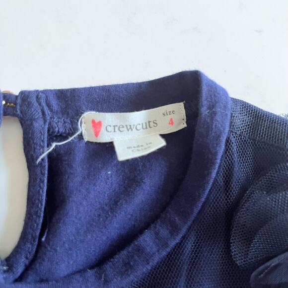 Crewcuts by J.Crew Navy Tulle Ruffle Flower Dress Girls Size 4 - Picture 3 of 8